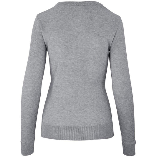 Ladies Long Sleeve Peru V-Neck Jersey - Grey