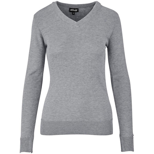 Ladies Long Sleeve Peru V-Neck Jersey - Grey