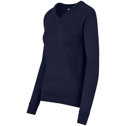 Ladies Long Sleeve Peru V-Neck Jersey - Navy