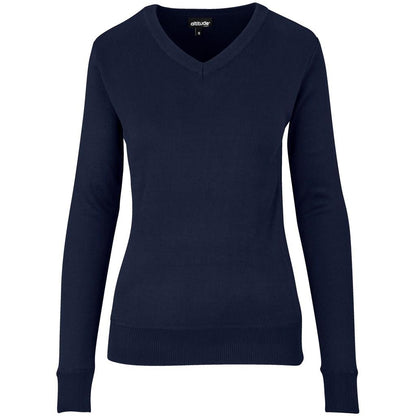 Ladies Long Sleeve Peru V-Neck Jersey - Navy