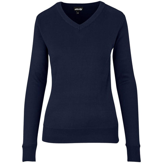Ladies Long Sleeve Peru V-Neck Jersey - Navy