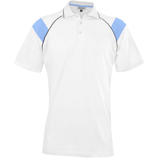 Mens Score Golf Shirt - White Light Blue